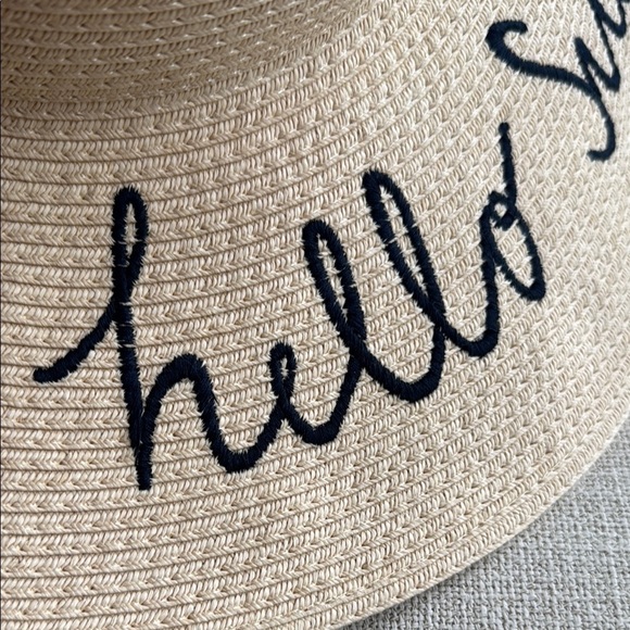 Joules Beige Wide Brim Hat with \'Hello Sunshine\' Embroidery main image 8
